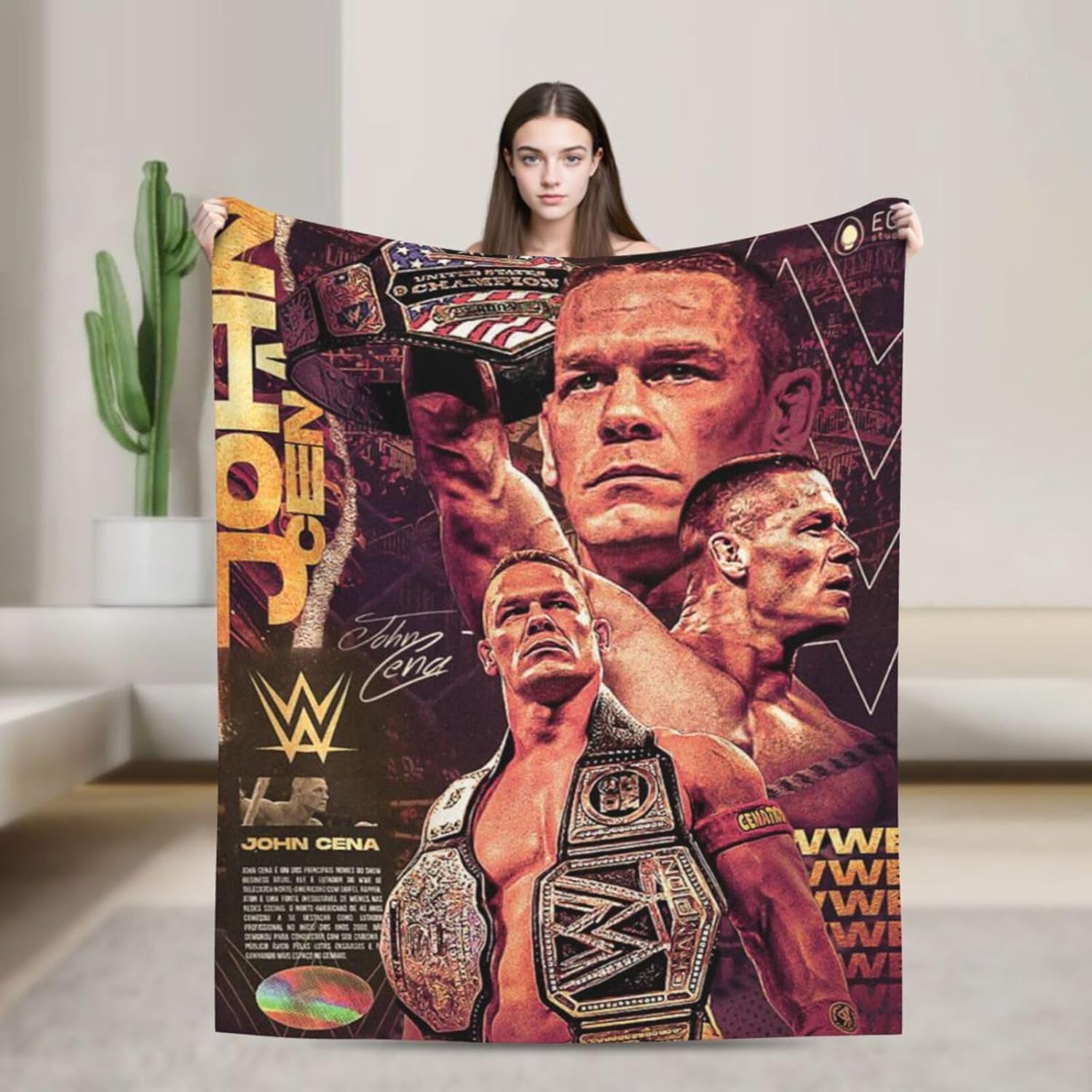 Ultra-Soft Anti-Pilling Lightweight Warm Blanket John Cena Blanket Cozy Blankets Decor for Couch Bed Sofa Bedroom Home 50x40 in