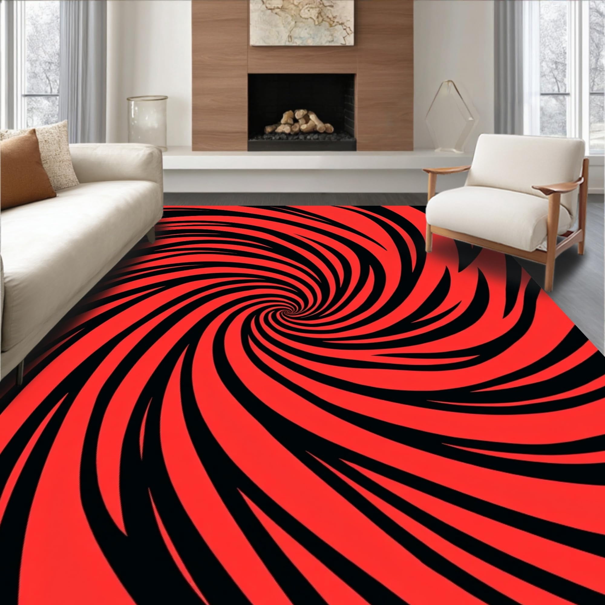 Ultra Soft Area Rug 2x3, Spiral Vortex Design Shag Entrance with ...
