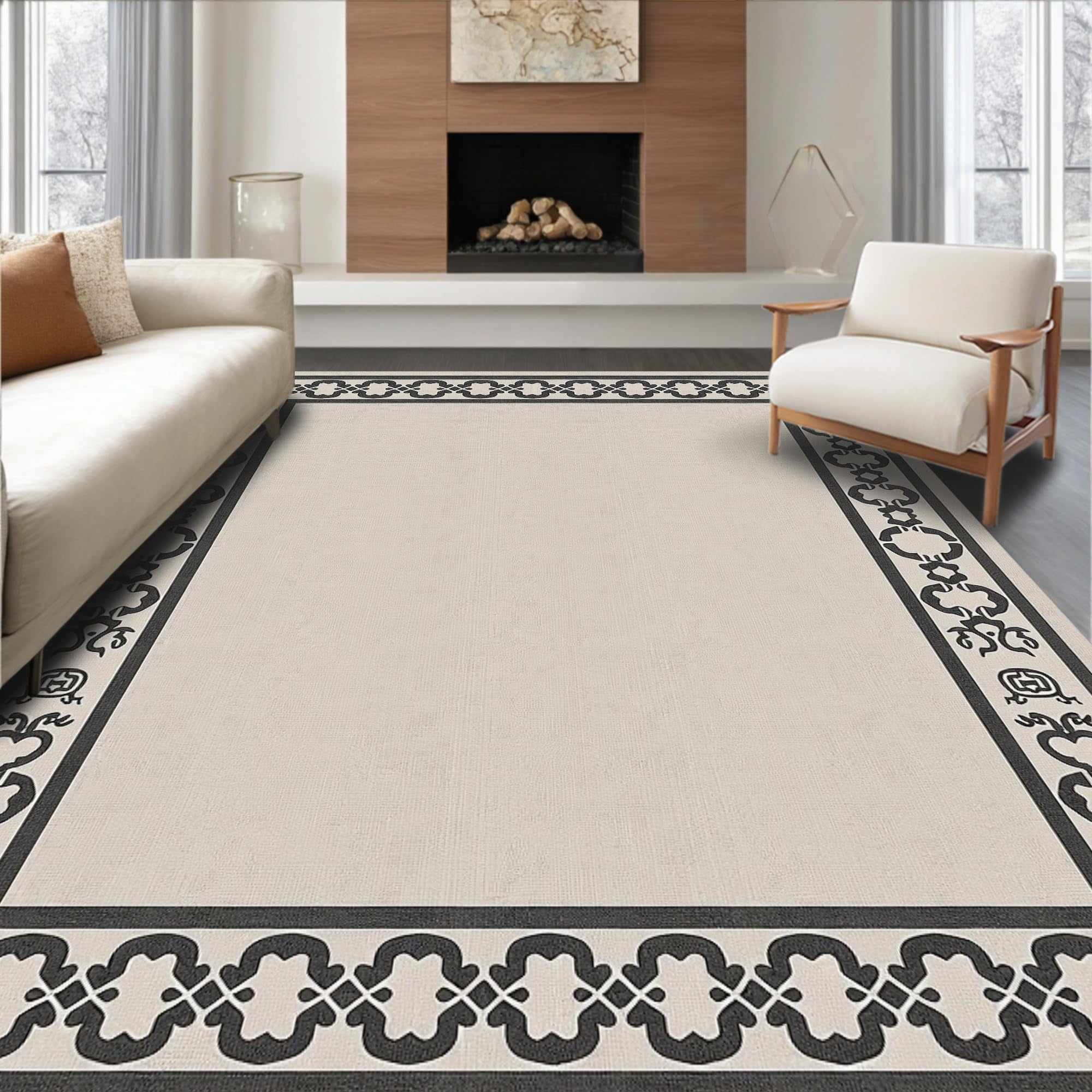 Ultra Soft Area Rug, Vintage Mosaic with Interlocking Symmetry and ...