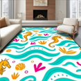 thumbnail image 1 of ODIKA 3x5 Machine Washable Non-Slip Area Rug, Loop Yarn Kit Ocean Waves Seahorse Adventure DIY Canvas Ultra Soft Rug, None, 645402, 1 of 7