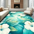 thumbnail image 1 of Ultra Soft Area Rug, Tropical Oasis Floral Abstract Design Vibrant Aqua and Cream, Non Slip, Stain Resistant, Washable Area Rugs for Living Room, Bedroom(Teal, 3X5), 1 of 8