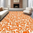 thumbnail image 1 of Ultra Soft Area Rug, Bold Interlocking Mosaic Design with Bright Orange and White Palette, Non Slip, Stain Resistant, Washable Area Rugs for Living Room, Bedroom(Orange, 4X6), 1 of 8