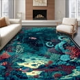 thumbnail image 1 of Ultra Soft Area Rug, Nautical Octopus and Coral Intertwined Runner with Abstract Tentacle Motifs, Non Slip, Stain Resistant, Washable Area Rugs for Living Room, Bedroom(Teal, 4X6), 1 of 8
