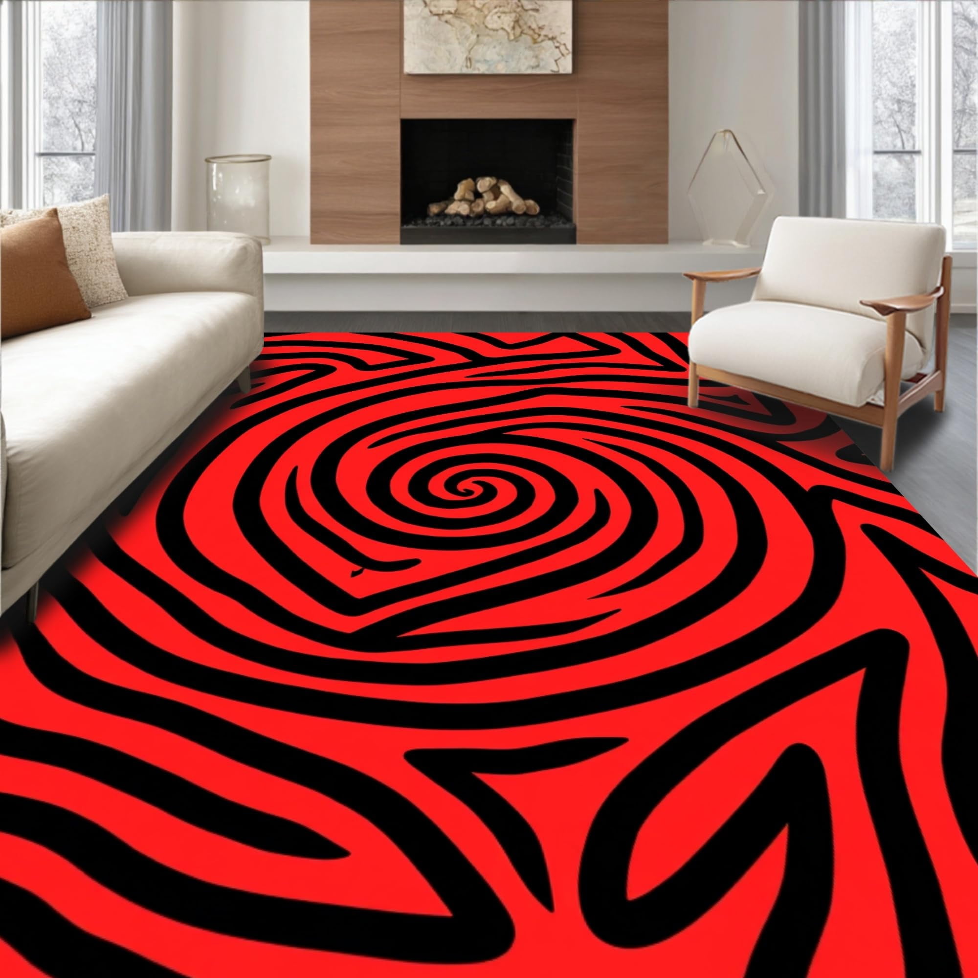 Visualabyss Rugs Ultra Soft Area Rug 5x7, 3D Optical Illusion Spiral Vortex Doormat with ...
