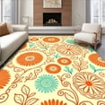 thumbnail image 1 of ODIKA 6x6 Machine Washable Non-Slip Area Rug, Retro Daisy with Interlocking Scrollwork and Faded Botanical Accents Ultra Soft Rug, None, 528000, 1 of 7