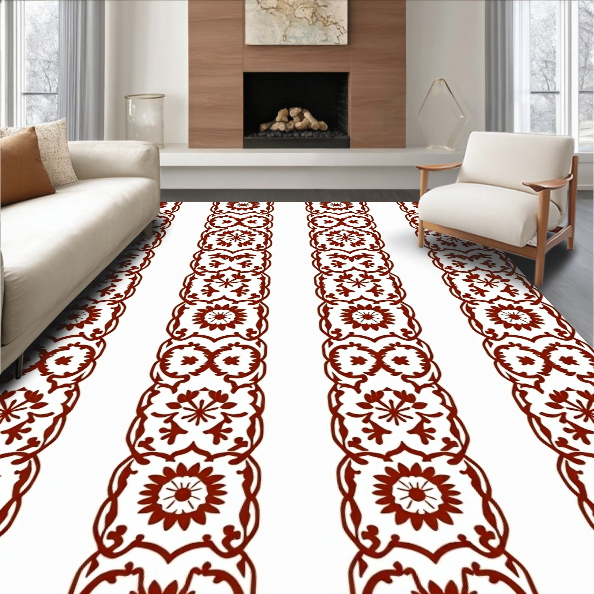 ODIKA 6x9 Machine Washable Non-Slip Area Rug, Modern Folk Art Flora ...