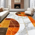thumbnail image 1 of Ultra Soft Area Rug, Modern Orange and Gold Mosaic Design, Non Slip, Stain Resistant, Washable Area Rugs for Living Room, Bedroom(Orange, 6X9), 1 of 8