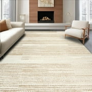 Ultra Soft Area Rug 6x9, Non Slip, Stain Resistant, Washable Area Rugs for Living Room, Bedroom, Natural Cork Weave Area Rug - Cream Tones and Subtle Texture Carpet (Beige, 6x9)