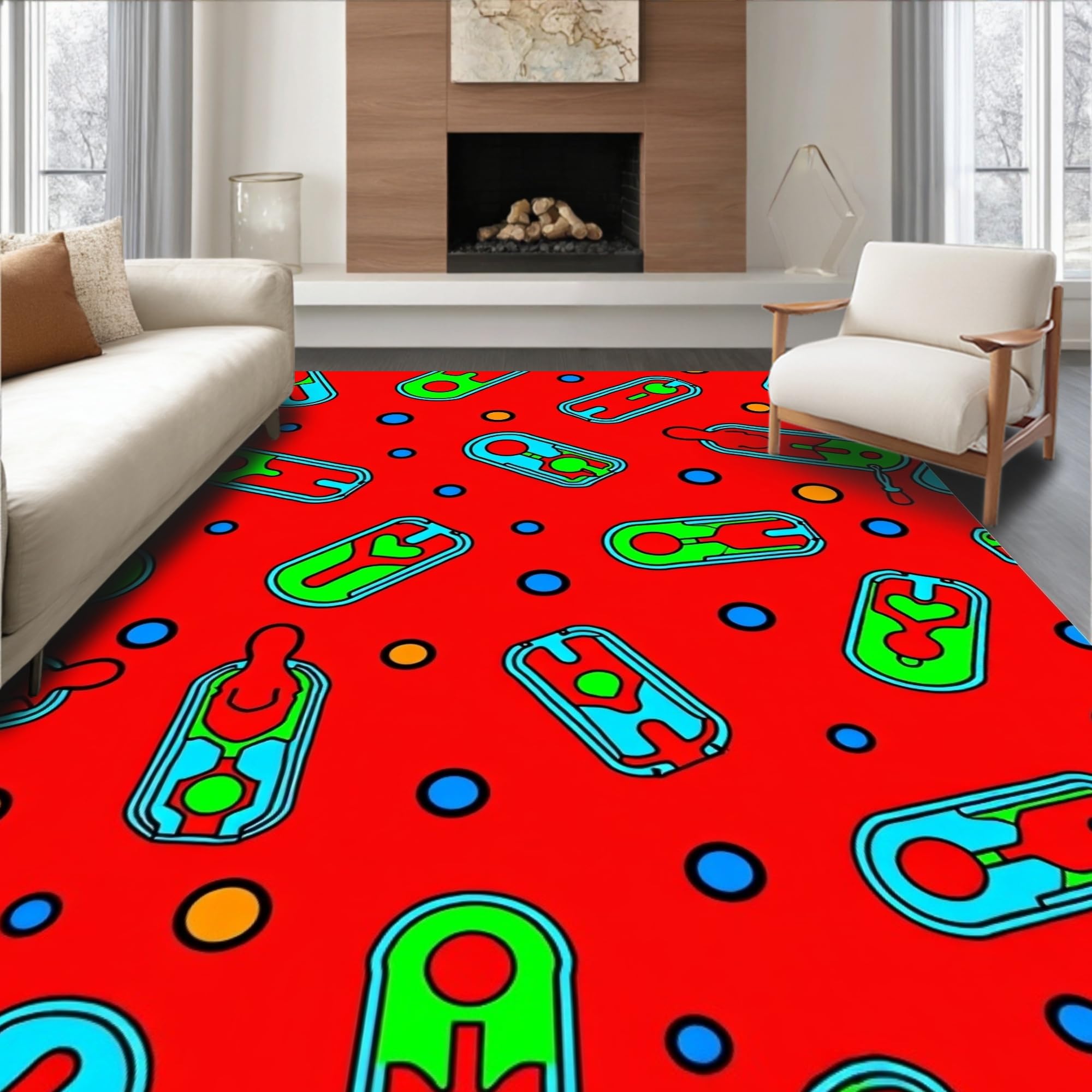 Ultra Soft Area Rug 8, Pixel Art Controller Gaming with Digital Button ...