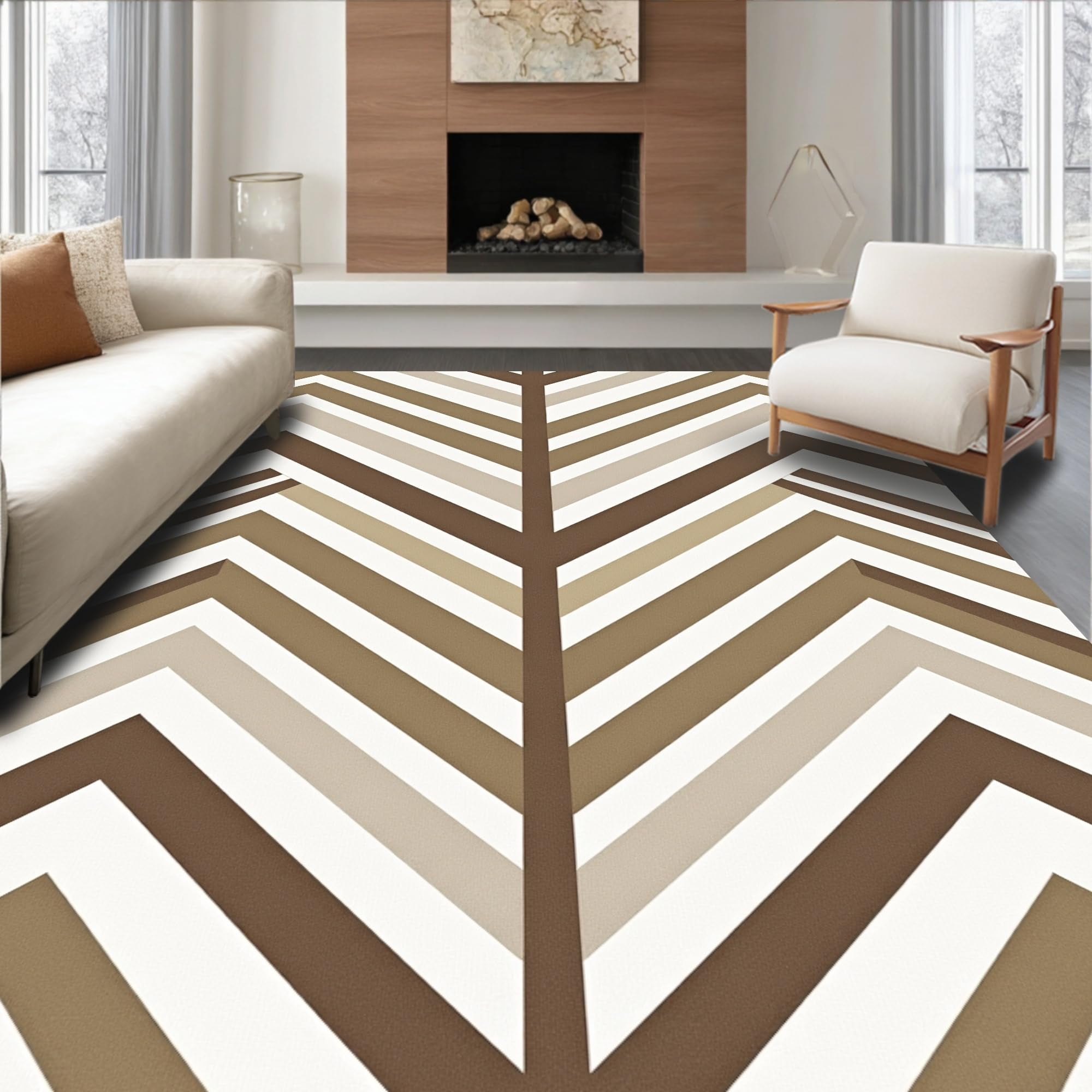 Ultra Soft Area Rug, Modern Linear Chevron Design Featuring Crisp ...