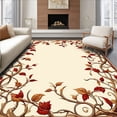 thumbnail image 1 of Ultra Soft Area Rug, Decorative Border With Stylized Vine and Leaf Motifs, Non Slip, Stain Resistant, Washable Area Rugs for Living Room, Bedroom(Brown, 8X10), 1 of 8