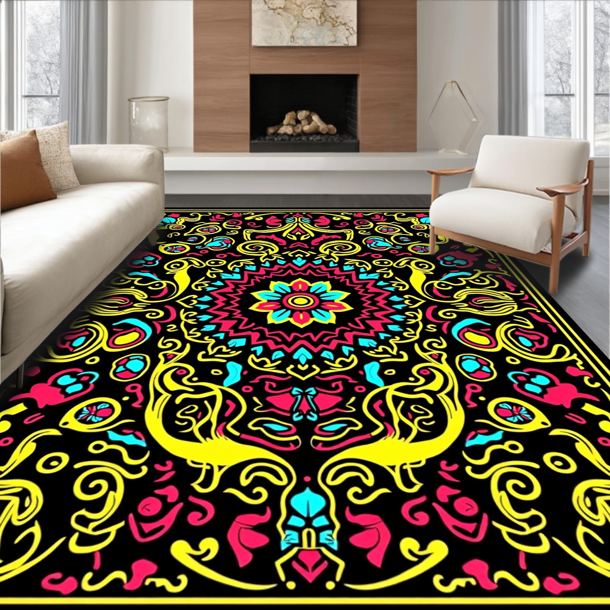 Celebration Rug Ultra Soft Area Rug 8x10, Vintage Horn Melody Accent Decorative Festive ...