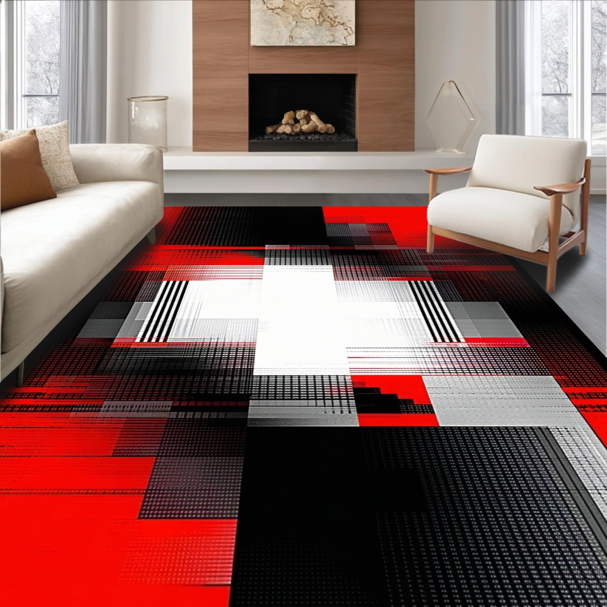Ultra Soft Area Rug, Abstract Polygonal Game Controller Rug with ...