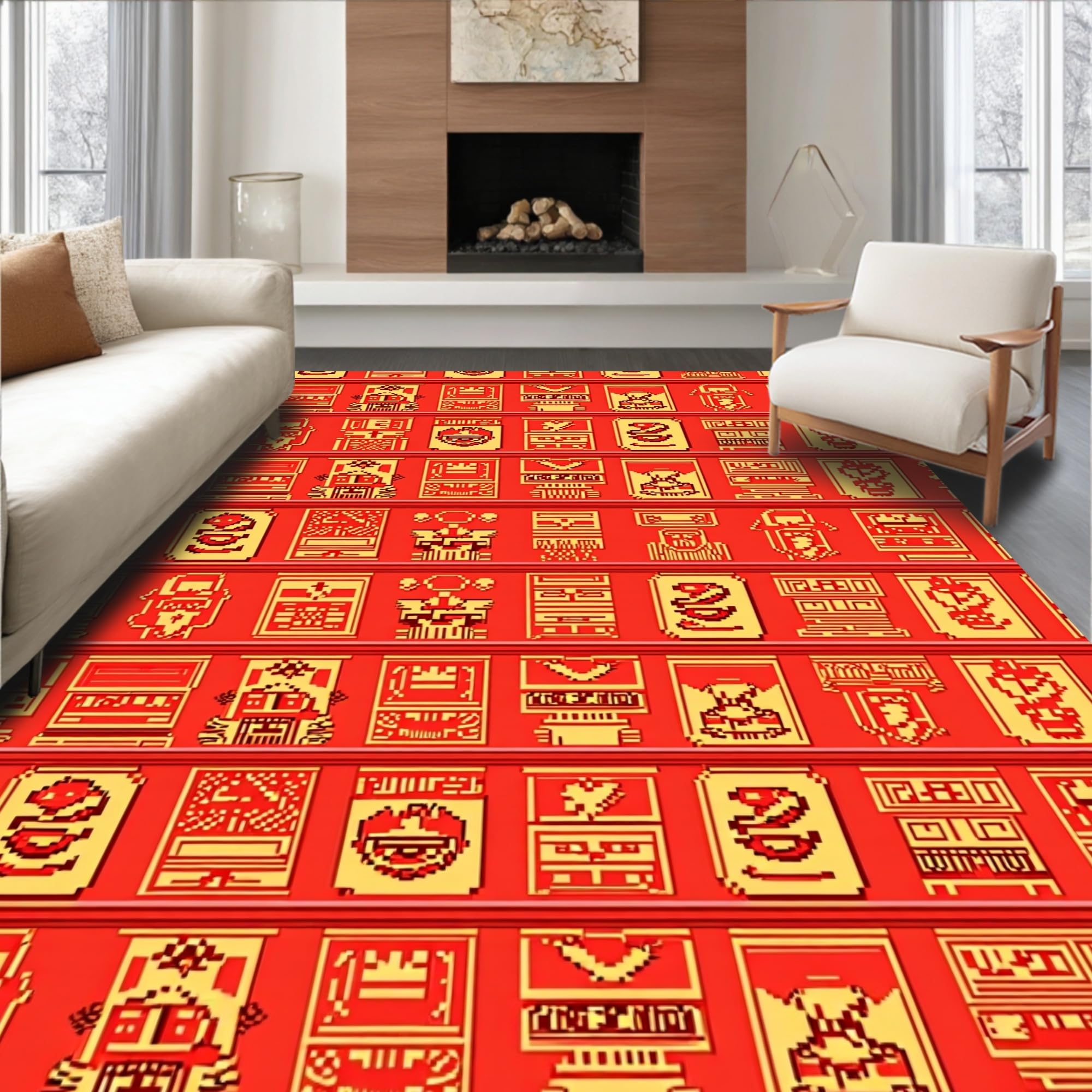 Ultra Soft Area Rug, Bit Pixelated Character Adventure Floor with Power ...