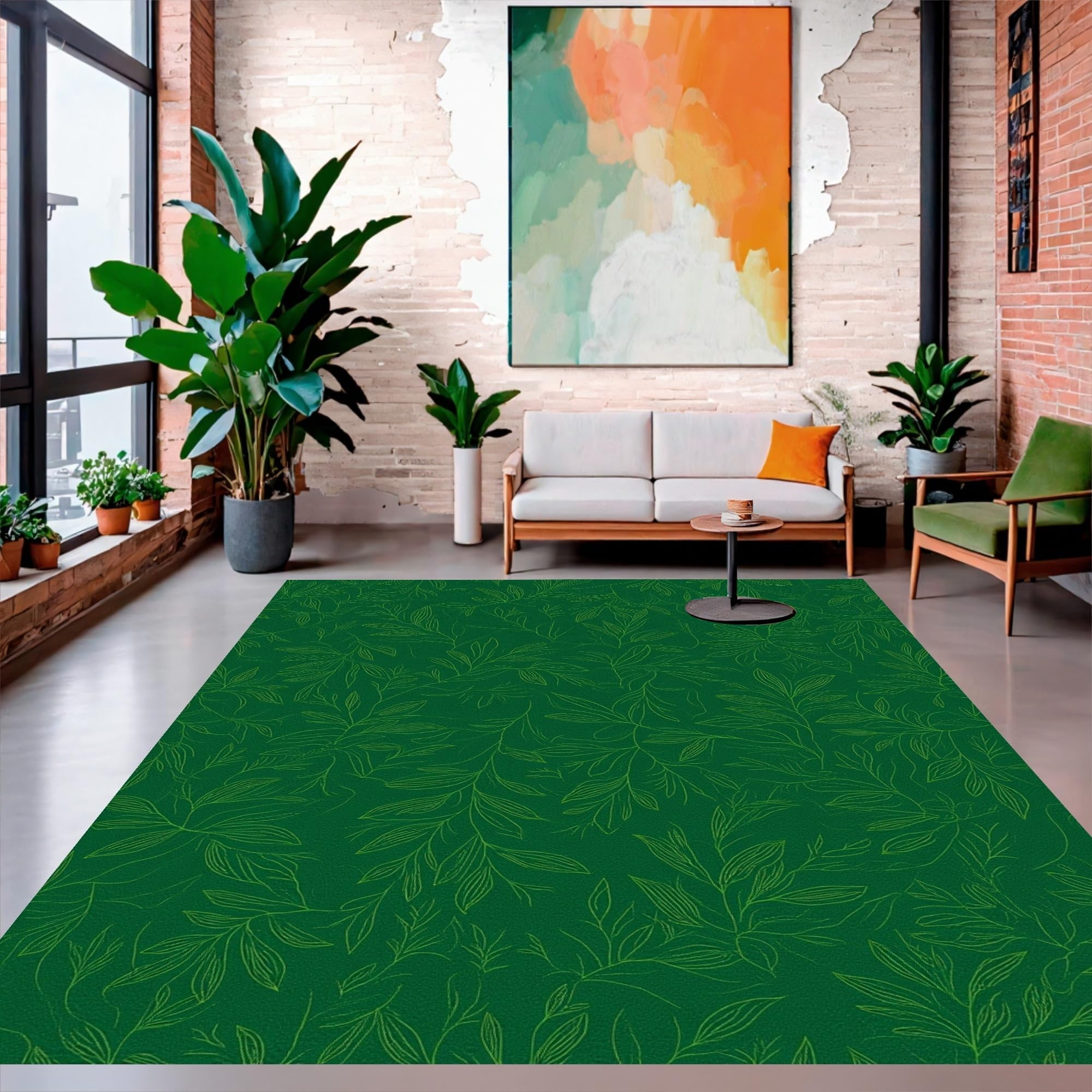 Ultra Soft Area Rug, Botanical Labyrinth Featuring Interlocking Leaf ...
