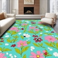 thumbnail image 1 of ODIKA 2x3 Machine Washable Non-Slip Area Rug, Botanical Meadow Blossom with Insect Accents and Whimsical Florals Ultra Soft Rug, None, 467429, 1 of 7