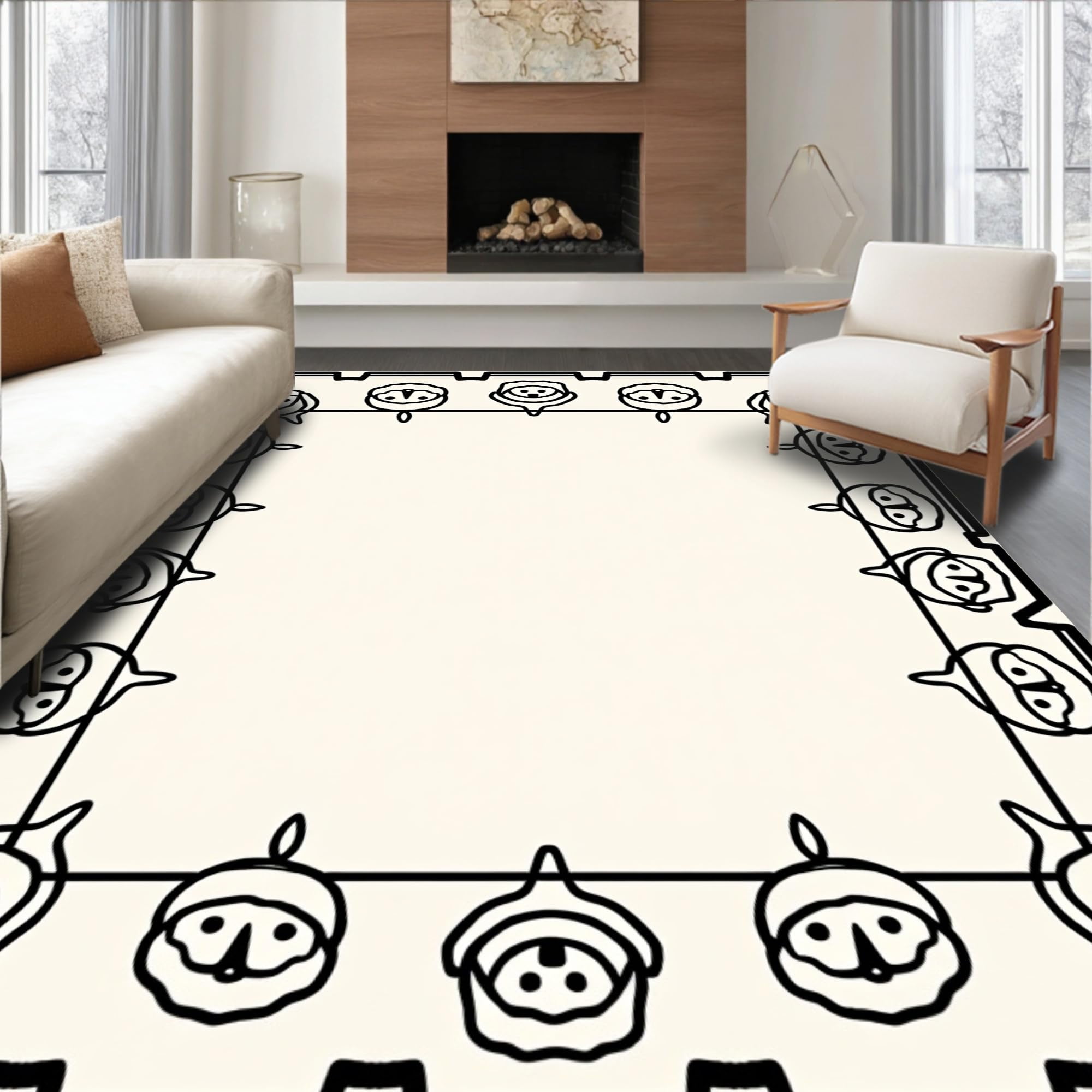 Ultra Soft Area Rug, Classic Animated Figure Outline Collection ...