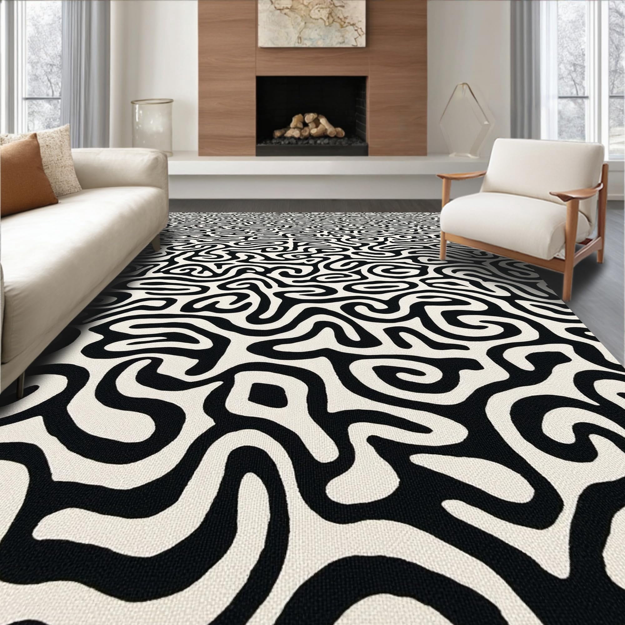 Fixed Area Rug Ultra Soft Area Rug, Modern Interlocking Spotted Design Featuring ...