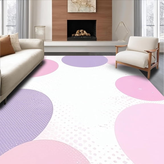 Ultra Soft Area Rug, Non Slip, Stain Resistant, Washable Area Rugs for Living Room, Bedroom, Minimalist Scattered Polka Dot Circles and Playful Bubble Overlay 3x5ft