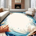 thumbnail image 1 of Ultra Soft Area Rug, Ocean Breeze Decorative with Seashell for Beach Inspired, Non Slip, Stain Resistant, Washable Area Rugs for Living Room, Bedroom(Blue, 4X6), 1 of 8