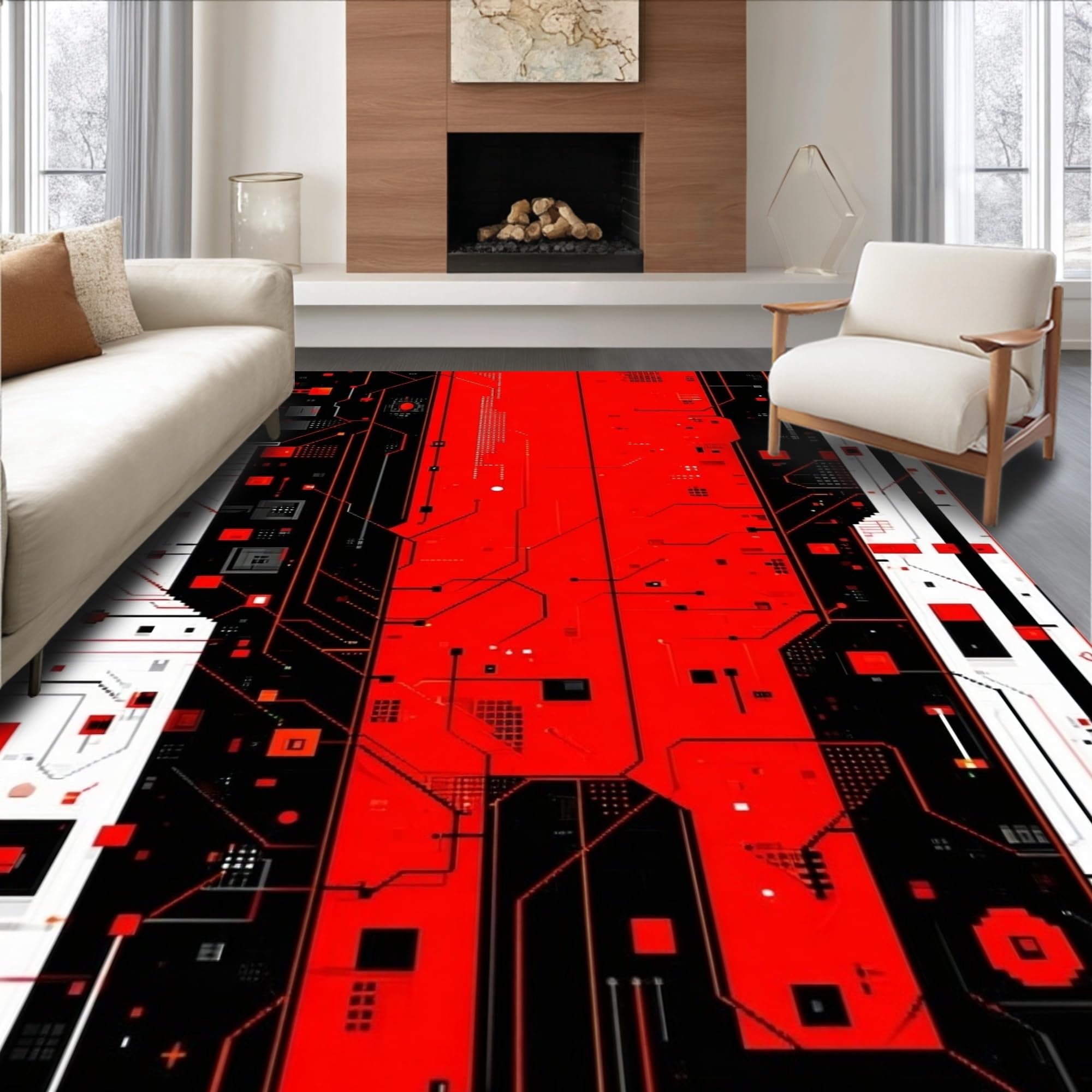 Ultra Soft Area Rug, Pixel Controller Circuit Rug for Gaming Spaces and ...