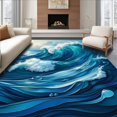 thumbnail image 1 of Ultra Soft Area Rug, Surf Bath Waves, Non Slip, Stain Resistant, Washable Area Rugs for Living Room, Bedroom(Blue, 5X7), 1 of 8
