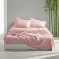 thumbnail image 1 of Ultra Soft Bamboo Sheet Set of 3, Durable and Cooling Bamboo Fiber Bed Sheet Set, Twin, 1 Flat Sheet +1 Fitted Sheet +1 Pillowcases, Light Pink, 1 of 10