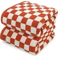 thumbnail image 1 of Ultra Soft Bath Towels 2 Pack - 520 GSM Cotton Highly Absorbent Checkered Towels Set for Bathroom Shower Pool Travel 55" x 28"(Coral), 1 of 15