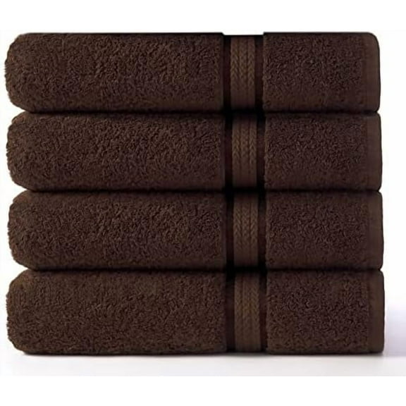 Ultra Soft Bath Towels - 4 Pack Extra Large Bath Towels - Oversized 30x54 - Absorbent Everyday Luxury Hotel Spa Gym Shower Beach Pool Camp Dorm - 100% Cotton - 580 GSM - Chocolate Brown