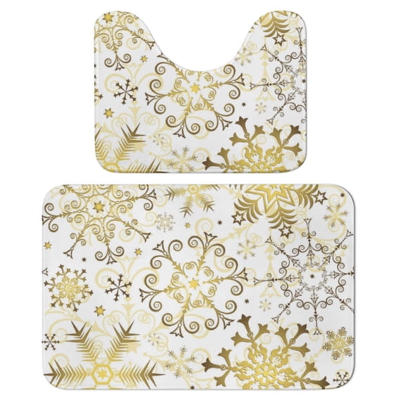 Ultra Soft Bathroom Rug And Mat Set, 2 Piece Bath Mat and U-Shaped Toilet Rug, Absorbent Non Slip Bathroom Rugs Fit Under Door For Summer Using