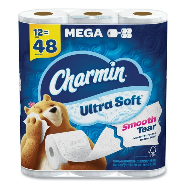 Ultra Soft Bathroom Tissue, Mega Roll, Septic Safe, 2-Ply, White, 224 Sheets/Roll, 12 Rolls/Pack Ultra Soft Bathroom Tissue, Mega Roll, Septic Safe, 2-Ply, White, 224 Sheets/Roll, 12 Rolls/Pack