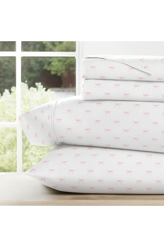 Ultra-Soft Bed Sheets Set - Pink Bows Patterned - Comfort Canopy