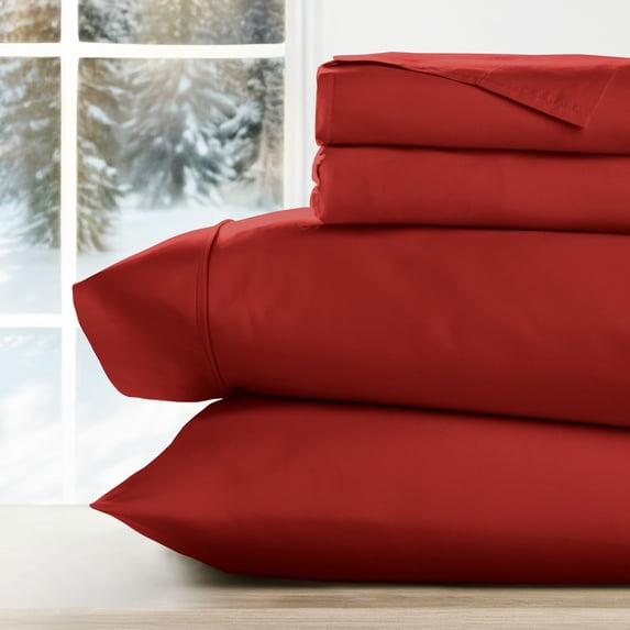 Ultra Soft Bed Sheets Set in Christmas Red for Twin Size Bedding by Comfort Canopy