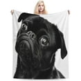 thumbnail image 1 of Ultra Soft Blanket Cute Black Pug Dog Throws Blanket Plush Fuzzy Lightweight Couch Sofa Bed Warm Cozy Flannel Blanket for Kids and Adults Gift 50"X40", 1 of 6