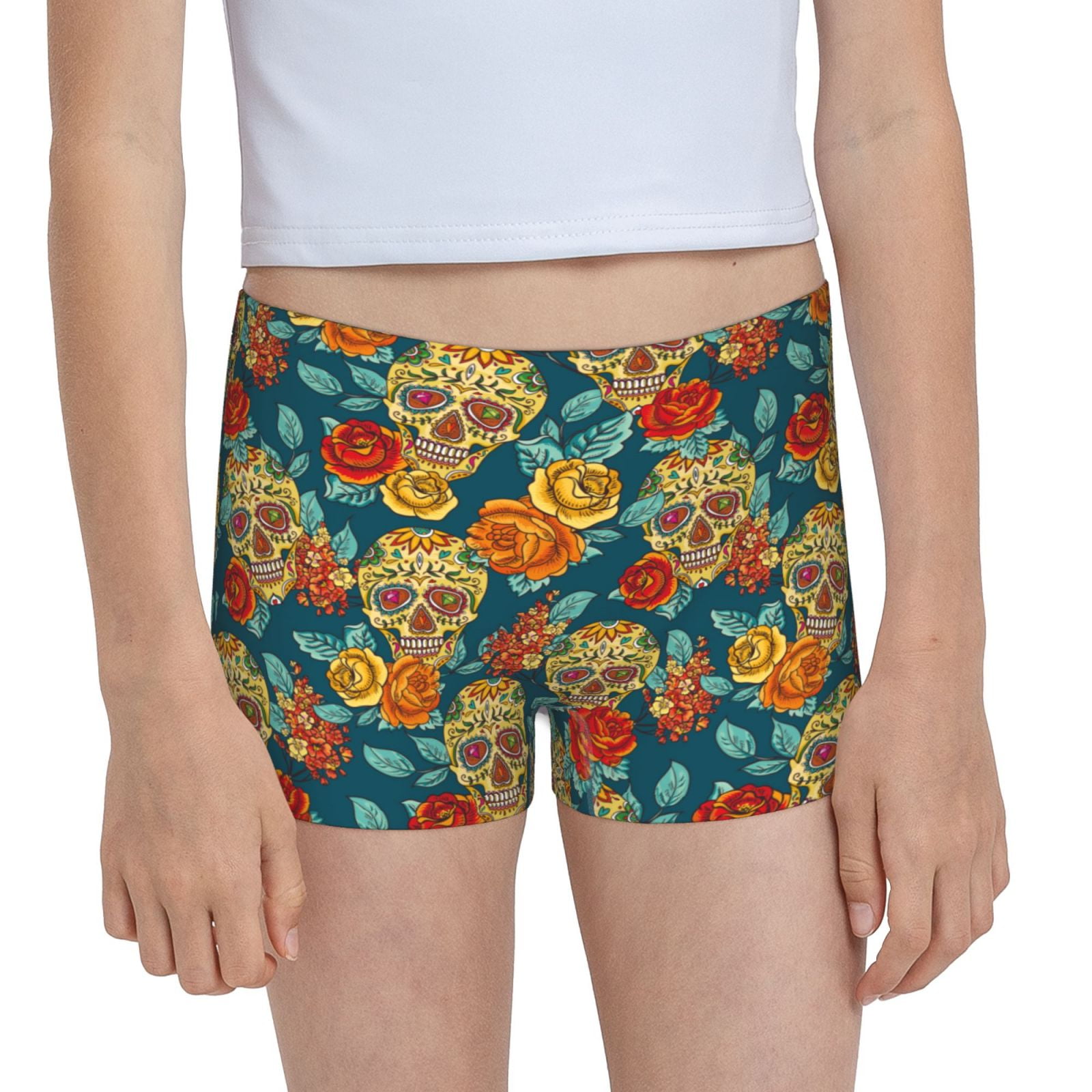 Easygdp Skull And Flowers Girls Hipster Cotton Underwear Little Girls