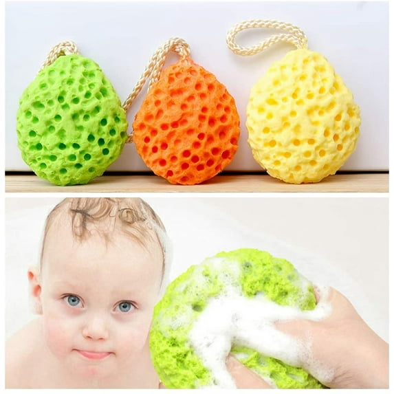 Ultra Soft Body Loofah Sponge by Casewin, Natural Colors, for Bath and Shower, Multiple Textures for Gentle Cleansing and Deep Exfoliation, Generous and Rich Lather, (Pack of 3)
