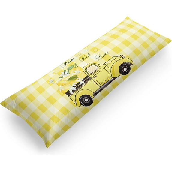 Ultra Soft Body Pillow Case Cover with Zipper, 21" x54 Luxury Long Body Pillow Protector Gnome Retro Car Farm Fresh Lemon