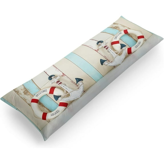 Ultra Soft Body Pillow Case Cover with Zipper, 21" x54 Luxury Long Body Pillow Protector Marine Anchor Welcome Board