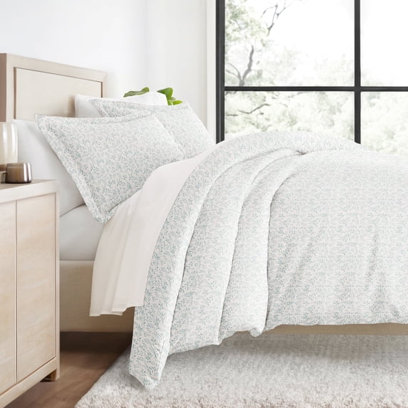 Duvet Covert Set - Ultra Soft - Light Blue Bohemian Burst of Vines for King Size Bedding by Comfort Canopy