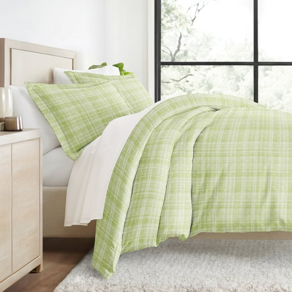 Duvet Cover Set - Ultra Soft & Breathable - Moss Polka Dot and Striped for King Size Bedding by Comfort Canopy