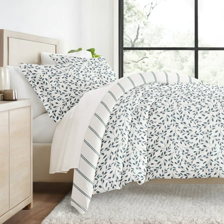 Duvet Cover Set - Ultra Soft & Breathable - Reversible Blue Watercolor Vines for King/Cal-King Bedding by Comfort Canopy