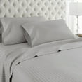 thumbnail image 1 of Ultra-Soft & Breathable Luxury Bedding ! 600 Thread Count 100% Egyptian Cotton Cal-King Size 4 Piece Sheet Set Fit 15" Inch to 18" Inch Deep Pocket { Silver Grey Stripe }, 1 of 6