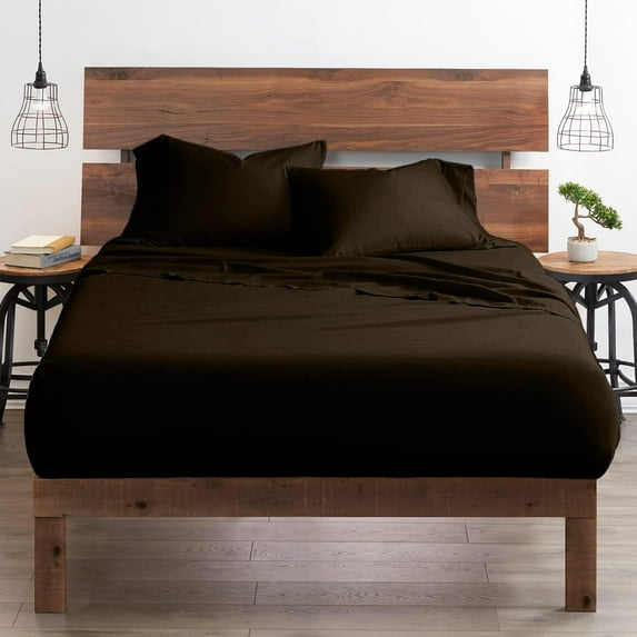 Ultra-Soft & Breathable Luxury Bedding ! 600 Thread Count 100% Egyptian Cotton Full Size 4 Piece Sheet Set Fit 15" Inch to 18" Inch Deep Pocket { Chocolate Solid }
