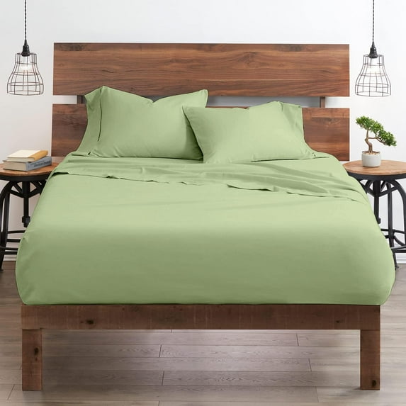Ultra-Soft & Breathable Luxury Bedding ! 600 Thread Count 100% Egyptian Cotton Full Size 4 Piece Sheet Set Fit 9" Inch to 12" Inch Deep Pocket { Sage Green Solid }