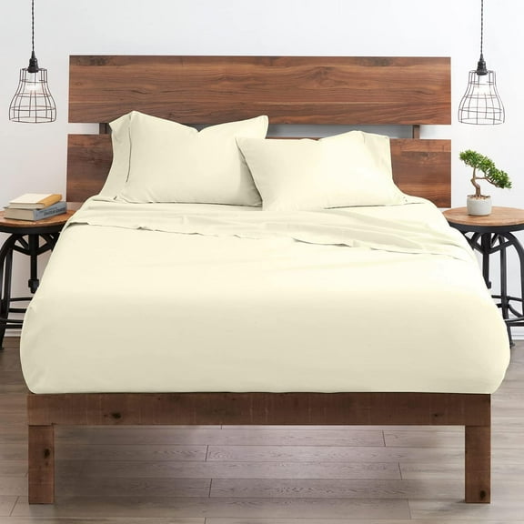 Ultra-Soft & Breathable Luxury Bedding ! 600 Thread Count 100% Egyptian Cotton King Size 4 Piece Sheet Set Fit 15" Inch to 18" Inch Deep Pocket { Ivory Solid }