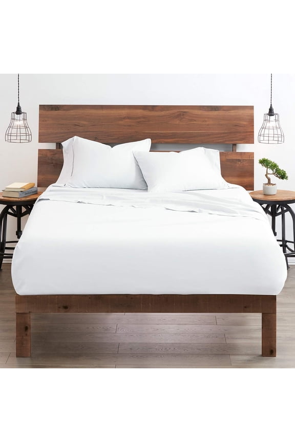 Ultra-Soft & Breathable Luxury Bedding ! 600 Thread Count 100% Egyptian Cotton Queen Size 4 Piece Sheet Set Fit 9" Inch to 12" Inch Deep Pocket { White Solid }