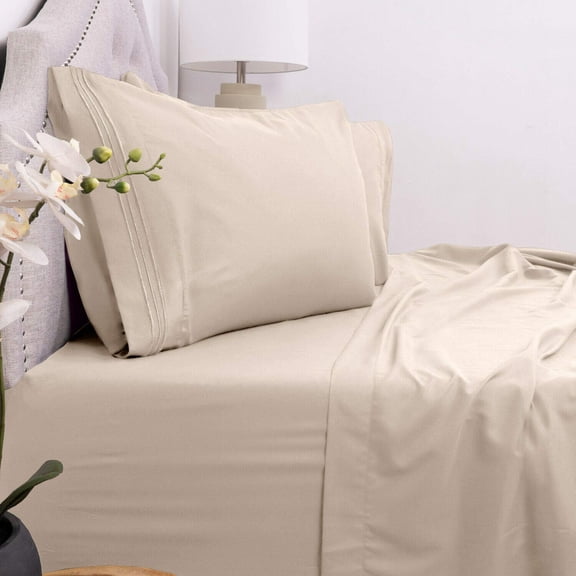 Ultra-Soft Brushed Microfiber Cooling Deluxe 1800 Count 4 Piece Deep Pocket up to 16 Inches Bed Sheet Set Breathable Stain & Wrinkle Free