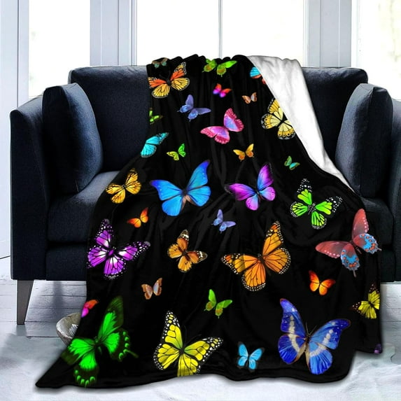 Ultra Soft Butterfly Blanket Cozy Warm Flannel Throw Blankets for Bedroom Living Couch Sofa Kids Adults 60"x50"