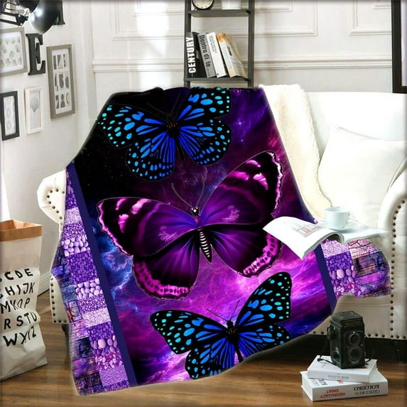 Ultra Soft Butterfly Theme Blanket for Kids and Adults Microfiber Plush Sherpa Blanket for Bed and Couch Warm Fuzzy Throw Blanket Cozy Throws Blankets (Butterfly01, 130cm x 150cm(51'''' x 59''''))