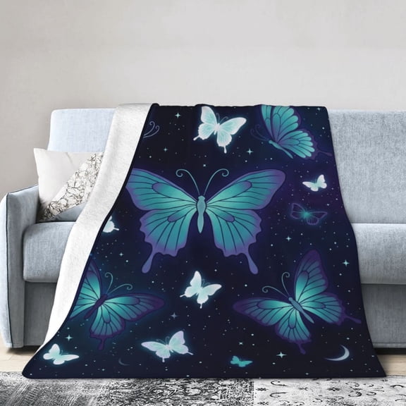 Ultra Soft Butterfly Throw Blanket, Flannel Blanket for Adults Kids, Cozy Gift for Couch Sofa Bed 50x40